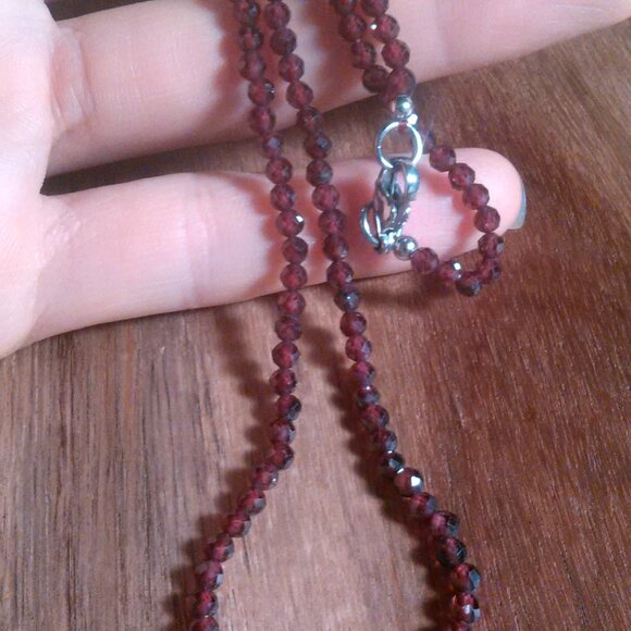 Mozambique Garnet Stainless Steel Beaded Necklace - Picture 2 of 10
